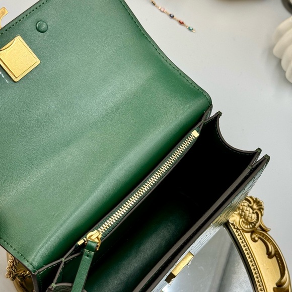 🆕 TORY BURCH 🧿 NWOT Eleanor Malachite Croc Embossed Shoulder Bag - AUTHENTIC - Picture 8 of 16